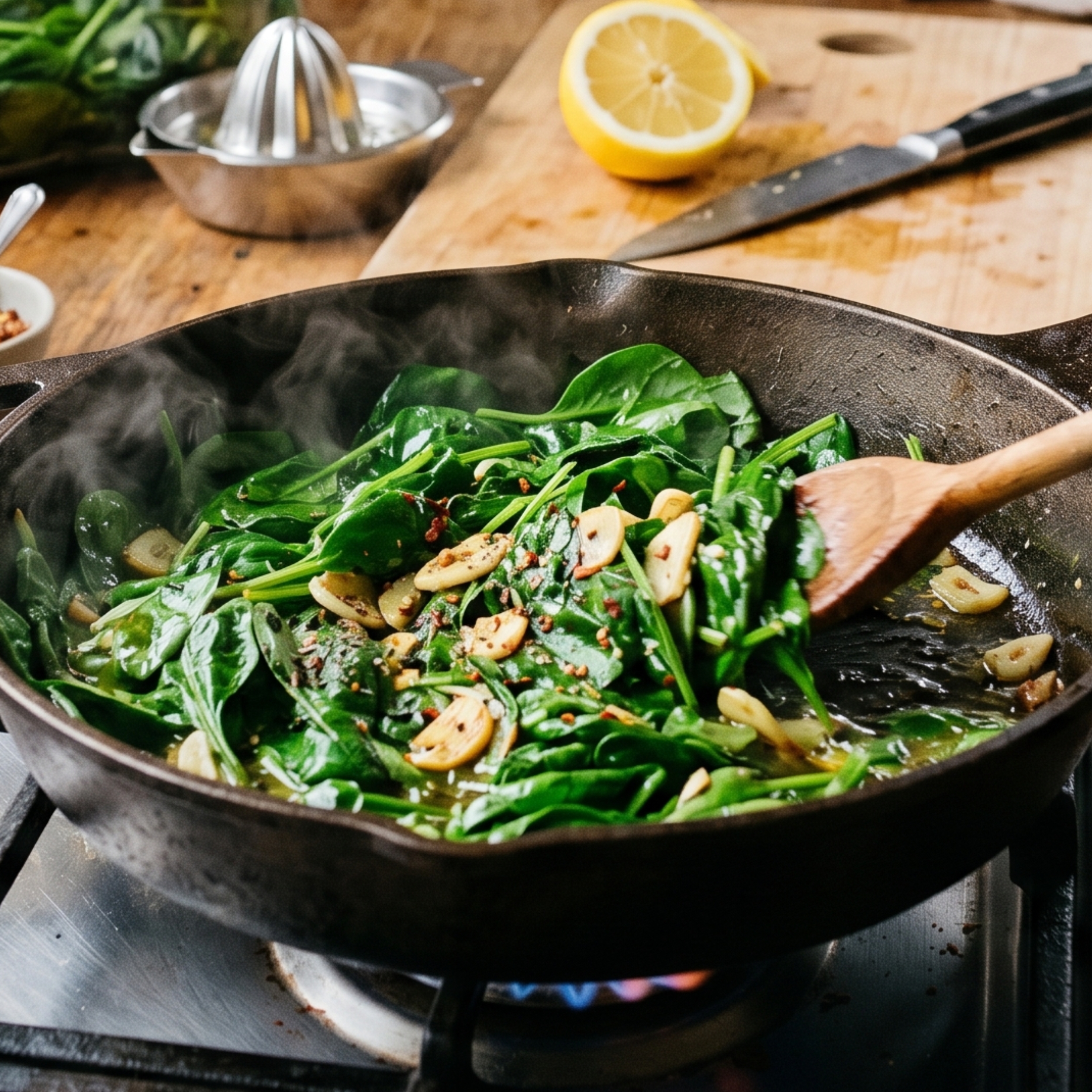 Garlicky Sautéed Spinach with Lemon