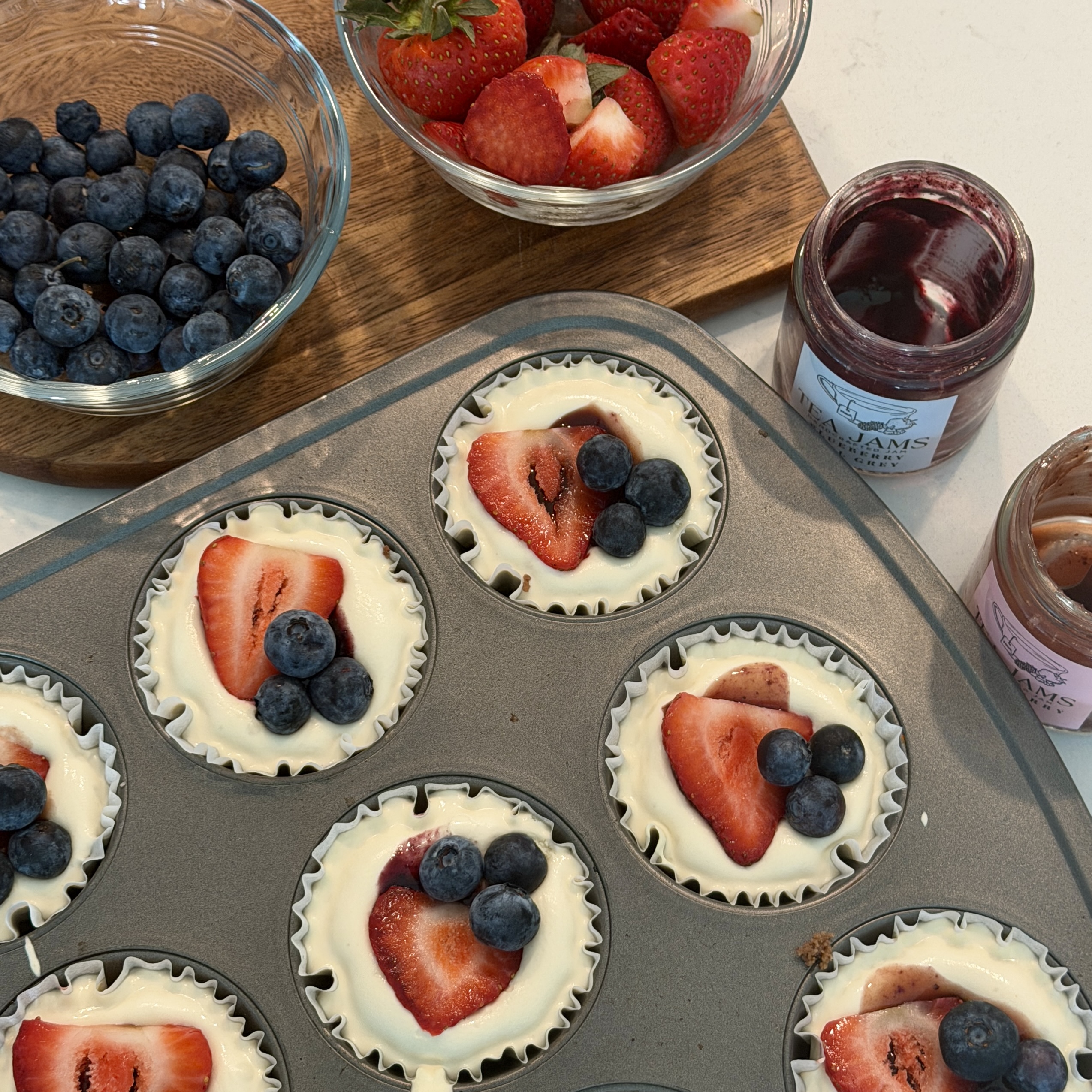 Red White and Blueberry Cheesecakes